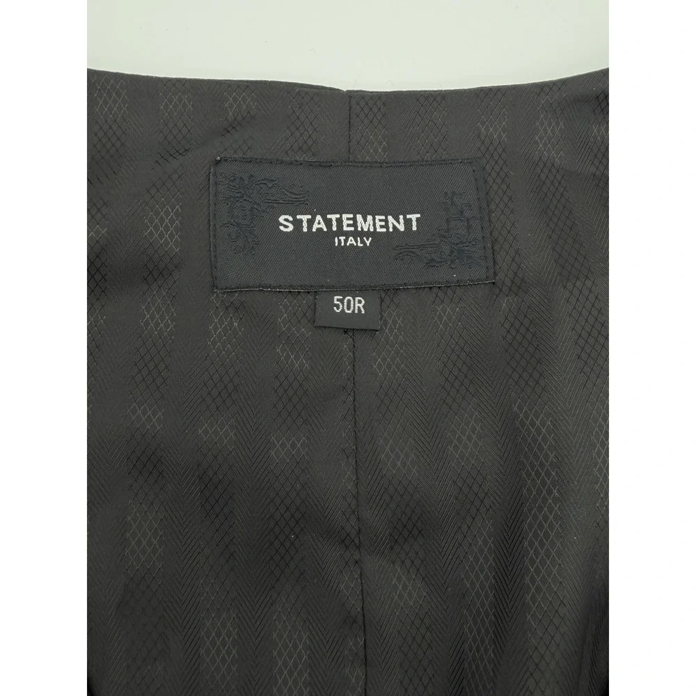 Statement Italy Mens Black Suit Vest Formal Waistcoat Size 50R Adjustable Back